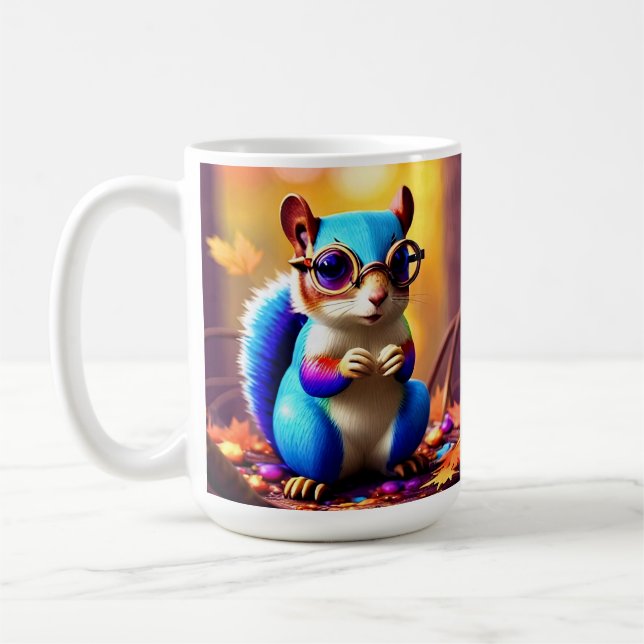 Cute Blue Squirrel with Glasses-56786 Kaffeetasse (Links)