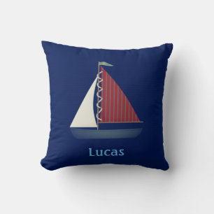 Cute Blue Toy Sailboat Kissen