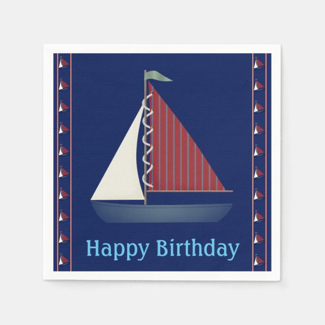 Cute Blue Toy Sailboat Serviette (Vorderseite)