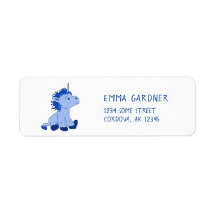 Cute Blue Unicorn Kids Address