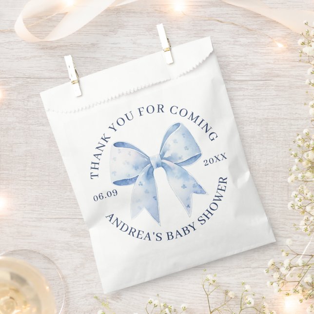 Cute Blue Watercolor Bow Baby Shower Thank You Geschenktütchen (Ausgeschnitten)