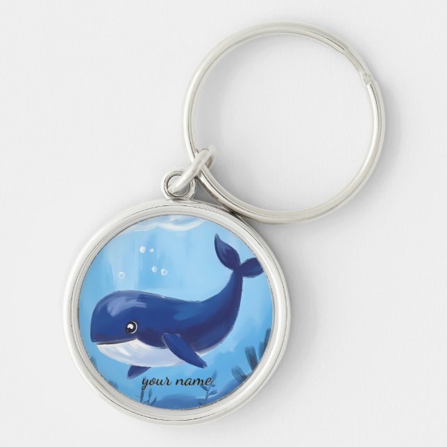 Cute Blue Whale Keychain Schlüsselanhänger (Vorne)