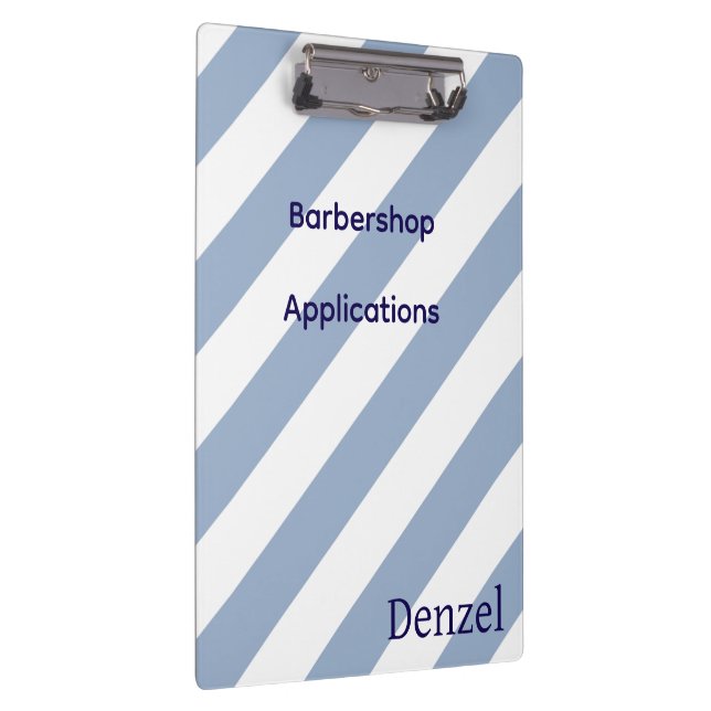 Cute Blue & White Stripe Barbershop Clipboard  Klemmbrett (Rechts)