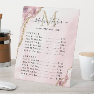 Cute Blush Pink Gold Glitter Agate Marble Monogram Sockelschild