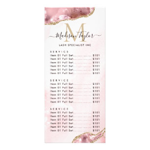 Cute Blush Pink Gold Glitter Agate Marble Monogram Werbekarte