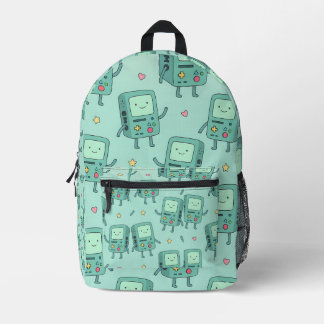 Cute BMO-Inspired Kawaii Mint Blue Backpack Bedruckter Rucksack