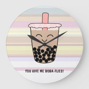 Cute Boba Milk Tea Pun Acrylic Wall Clock Große Wanduhr