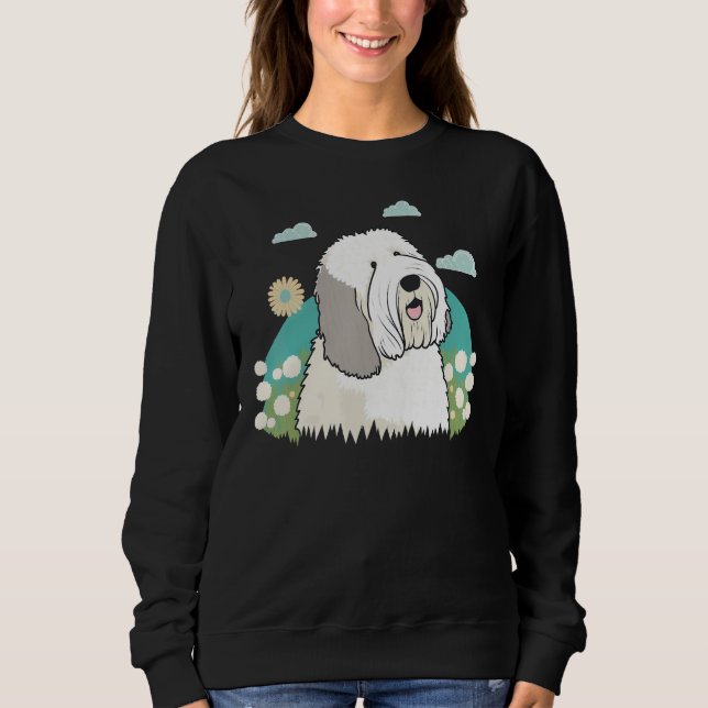 Cute Bobtail Dog on Old English Sheepdog  2 Sweatshirt (Vorderseite)
