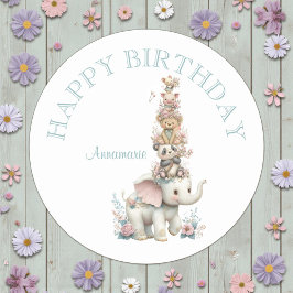 Cute Boho Animal Birthday Party Runder Aufkleber