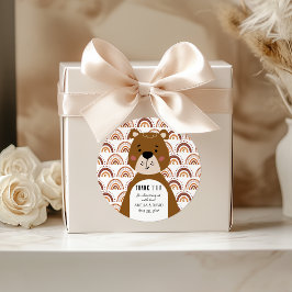 Cute Boho Bear Rainbow Neutral Baby Shower Runder Aufkleber