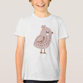 Cute Boho Bird Illustration in Neutral Pastel Tri-Blend Shirt