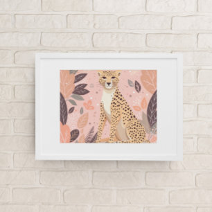 Cute Boho Cheetah Animal Safari Baby Room Wall Art Poster