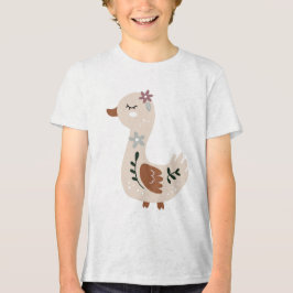 Cute Boho Goose Illustration in Neutral Pastel Tri-Blend Shirt
