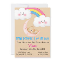 Cute Boho Little Dreamer Baby Shower Invitation