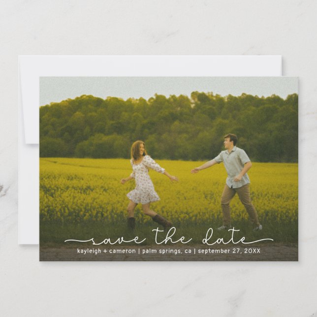 Cute Boho Script Modern Save The Date Card (Vorderseite)