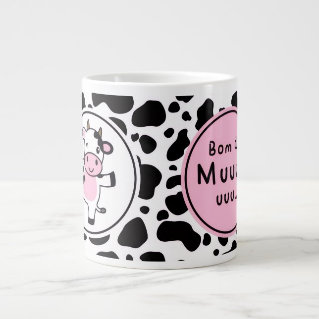 Cute “Bom Dia Muuuuu” Kawaii Cow Design Jumbo-Tasse (Vorderseite)