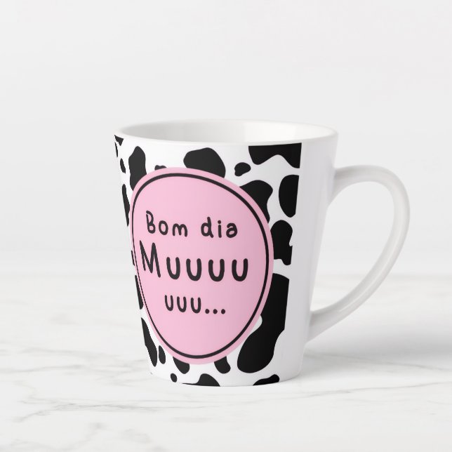 Cute “Bom Dia Muuuuu” Kawaii Cow Design Milchtasse (Rechts)