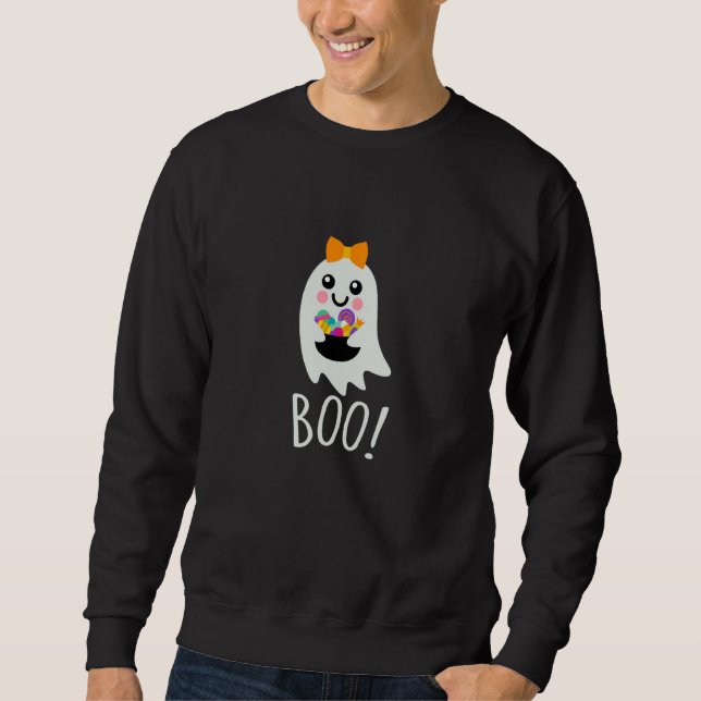 Cute Boo Ghost brings sweets for Halloween Sweatshirt (Vorderseite)