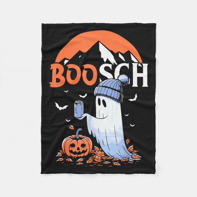 Cute Boo Ghost Halloween Pumpkin Beer Drinking Sok Fleecedecke (Vorderseite)
