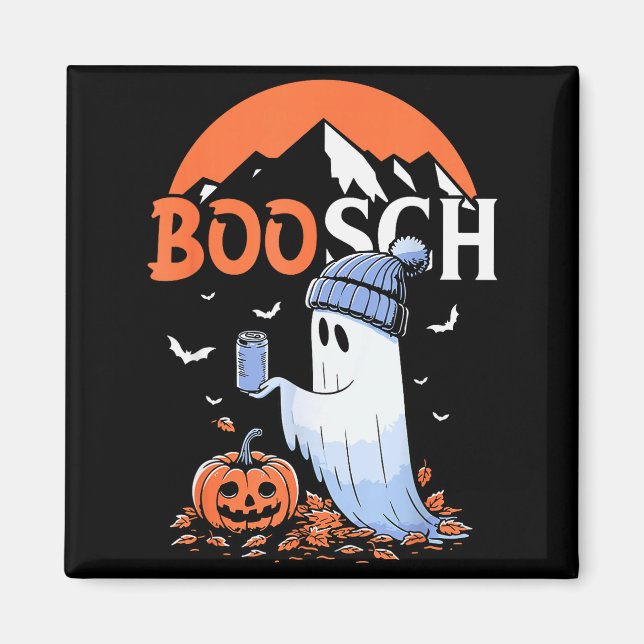 Cute Boo Ghost Halloween Pumpkin Beer Drinking Sok Magnet (Vorne)