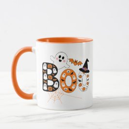 Cute BOO Lettering Ghost and Pumpkin Halloween Tasse