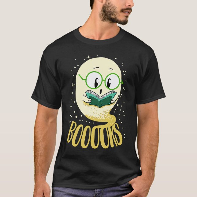Cute Book Reading Ghost Book T-Shirt (Vorderseite)