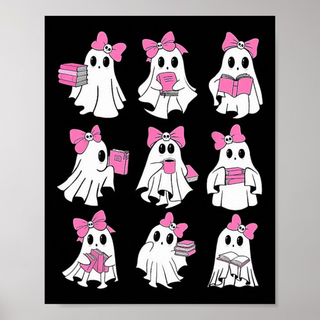 Cute Booooks Ghost Read More Books Funny Teacher H Poster (Vorne)