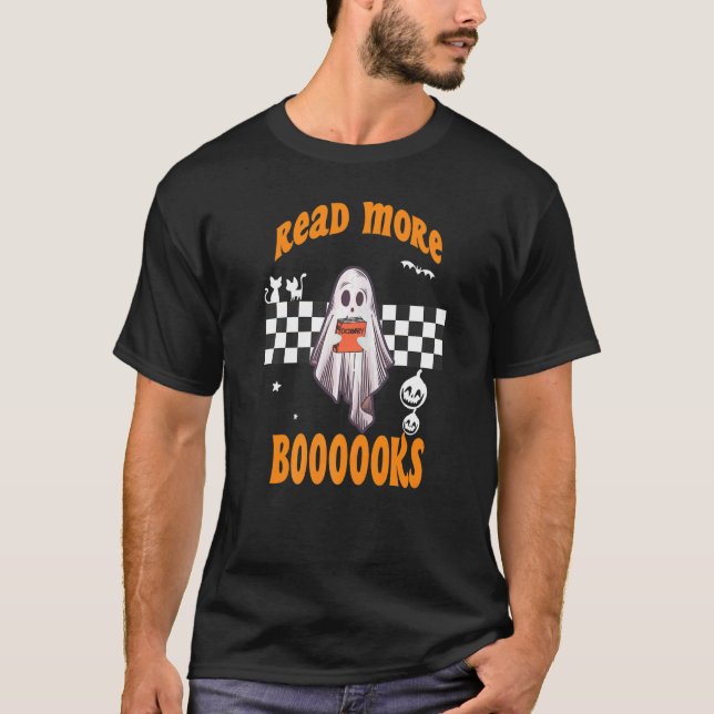 Cute Booooks Ghost Read More Books Funny Teacher H T-Shirt (Vorderseite)