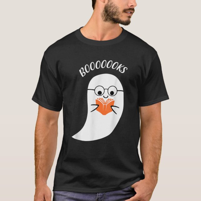 Cute Booooks Ghost Read More Books Funny Teacher H T-Shirt (Vorderseite)