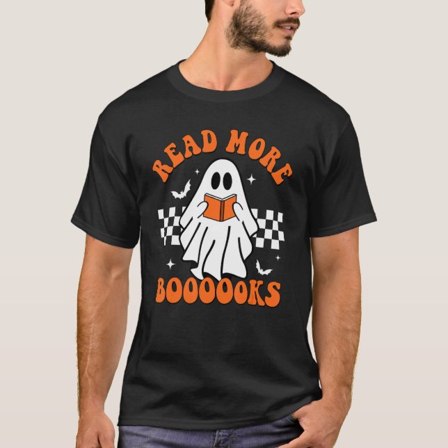 Cute Booooks Ghost Read More Books Funny Teacher H T-Shirt (Vorderseite)