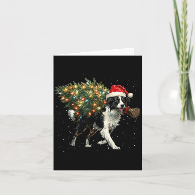 Cute Border Collie Dog In A Christmas Tree For Men Karte (Vorderseite)