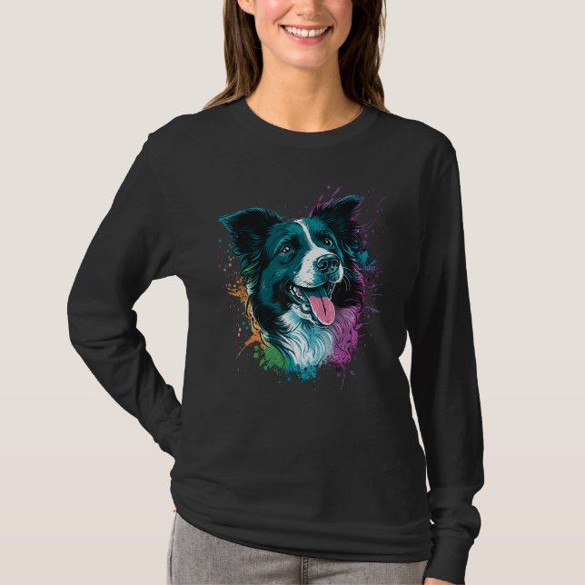 Cute Border Collie Dog on Border Collie Lover_3 T-Shirt (Vorderseite)
