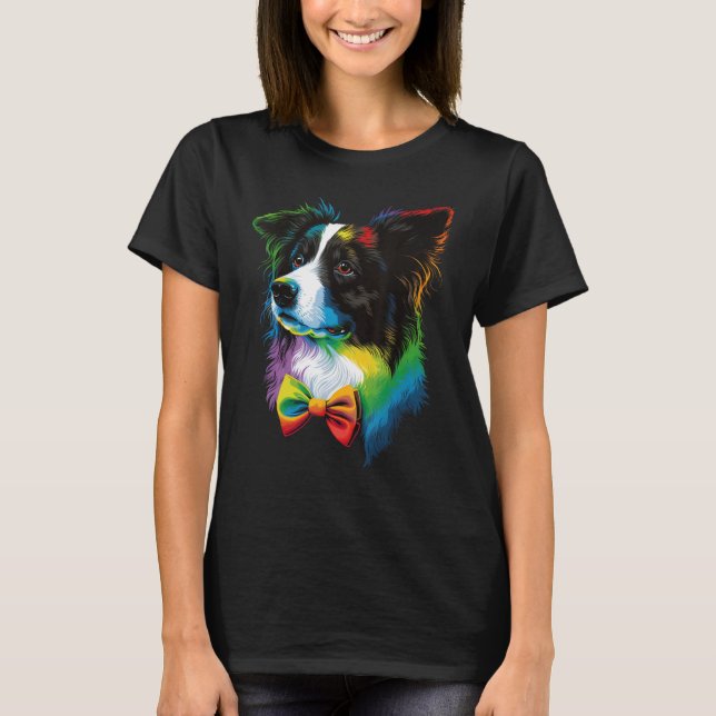 Cute Border Collie Dog on Border Collie Lover T-Shirt (Vorderseite)
