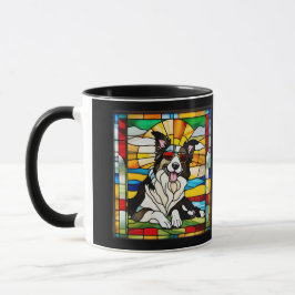 Cute Border Collie Stained Glass Coffee Mug Tasse