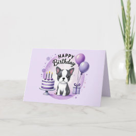 Cute Boston Terrier Birthday Card Dankeskarte
