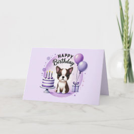 Cute Boston Terrier Birthday Card Dankeskarte