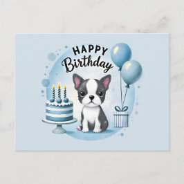 Cute Boston Terrier Birthday PostCard  Postkarte