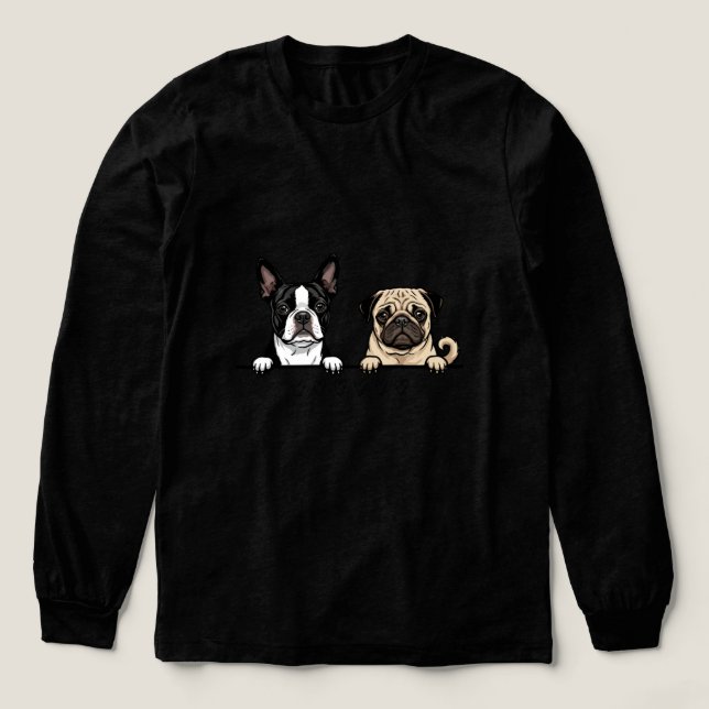 Cute Boston Terrier & Pug Dog for pet adopters  Tri-Blend Shirt (Design Vorderseite)
