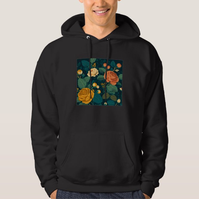 Cute Botanical Roses Illustration Gorgeous Flower  Hoodie (Vorderseite)