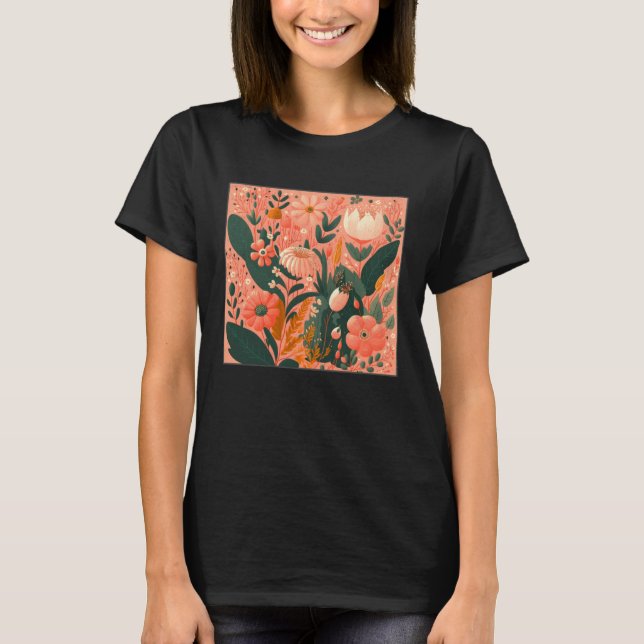 Cute Botanical Roses Illustration Gorgeous Flower  T-Shirt (Vorderseite)