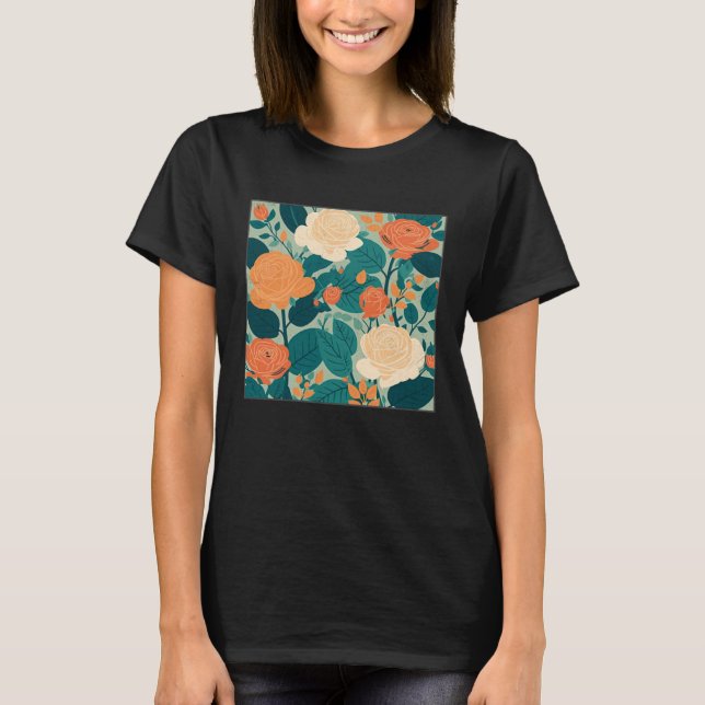 Cute Botanical Roses Illustration Gorgeous Flower  T-Shirt (Vorderseite)
