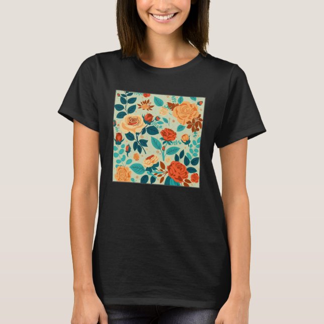Cute Botanical Roses Illustration Gorgeous Flower  T-Shirt (Vorderseite)