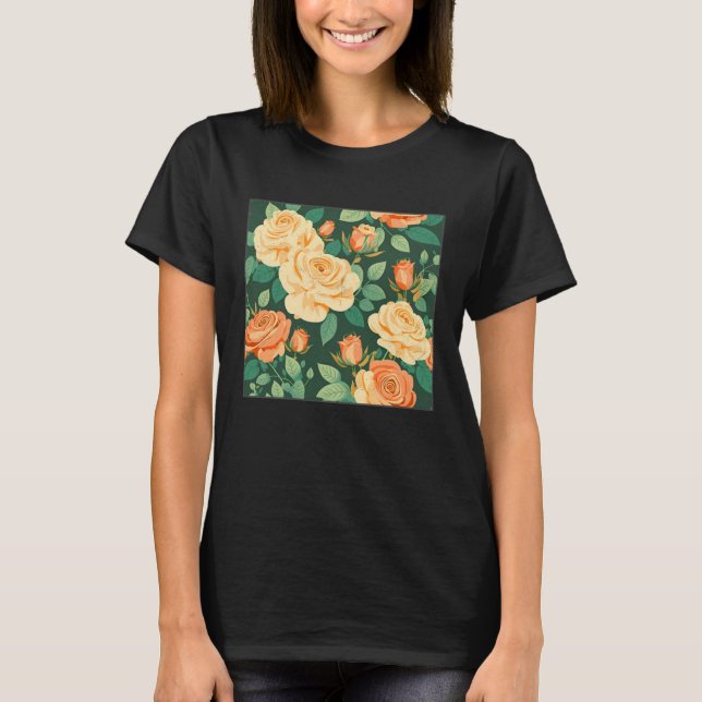 Cute Botanical Roses Illustration Gorgeous Flower  T-Shirt (Vorderseite)