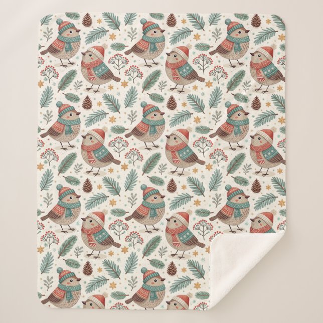 Cute Botanical Scandinavian Bird Sherpadecke (Vorderseite)