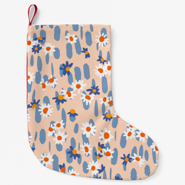 Cute botanical seamless pattern. Small daisies sca Kleiner Weihnachtsstrumpf (Vorderseite)
