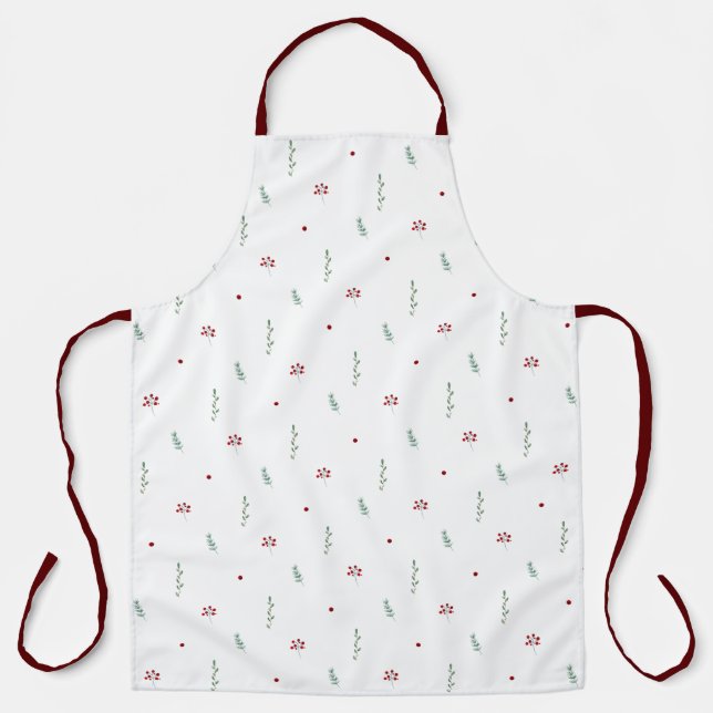 Cute Botanical Winter Christmas Pattern Apron Schürze (Vorderseite)