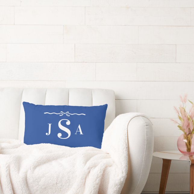 Cute Bow Border Custom Monogram Throw Pillow Lendenkissen (Liege)