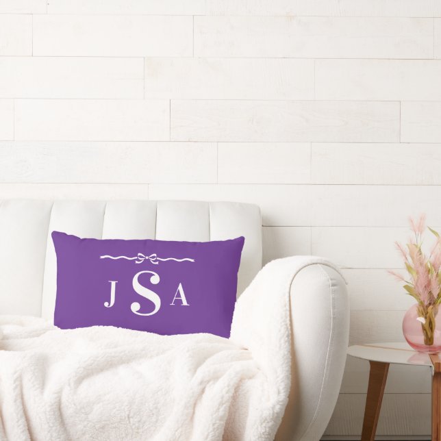 Cute Bow Border Custom Monogram Throw Pillow Lendenkissen (Liege)