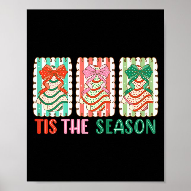 Cute Bow Christmas Holiday Trees Cake Women Girl K Poster (Vorne)