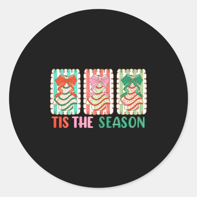 Cute Bow Christmas Holiday Trees Cake Women Girl K Runder Aufkleber (Vorderseite)